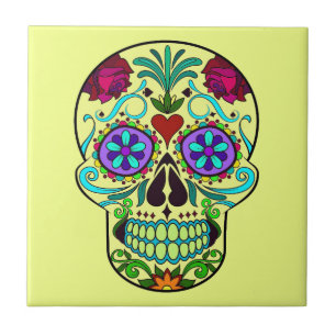 Mexikanischer Tag der Toten Schädel Keramik Tile 4 Fliese