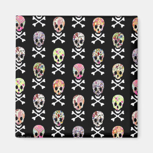 Mexikanischer Tag der Toten Totenkopf Kreuzknochen Magnet