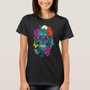 Mexikanischer Tag der toten Zuckerblumen T-Shirt