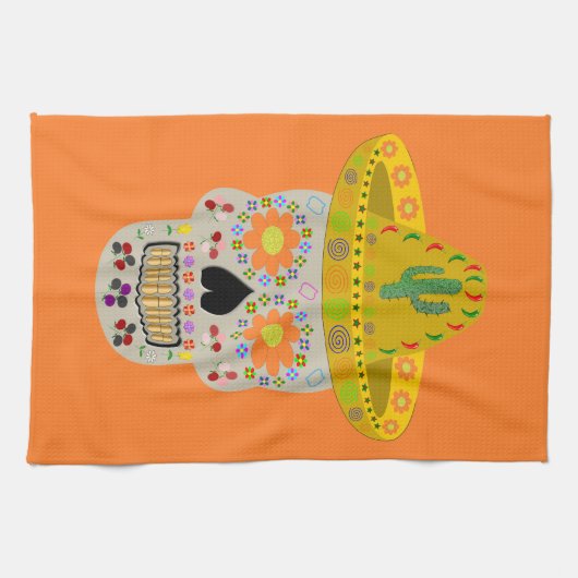 Mexikanischer Tag des Toten Schädels Geschirrtuch (Horizontal)