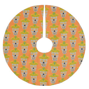 Mexikanischer Tag des Toten Schädels Polyester Weihnachtsbaumdecke