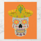 Mexikanischer Tag des Toten Schädels Weinetikett (Einzelnes Label)