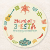 Mexikanischer Themenkomplex 3-Esta Dritter Geburts Runder Pappuntersetzer (Vorderseite)