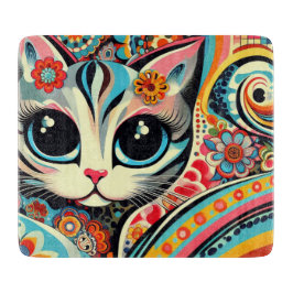 Mexikanischer Volkskunst Abstrakt Kitty Cat Talave Schneidebrett