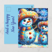 Mexikanischer Volkskunst Snowmen Schneemänner Schn Postkarte (Vorne/Hinten)