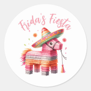 Mexikanischer Wasserfarben Piñata Sombrero Individ Runder Aufkleber