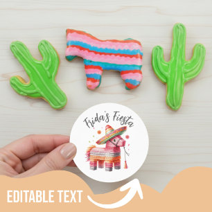 Mexikanischer Wasserfarben-Piñata-Sombrero mit ind Runder Aufkleber