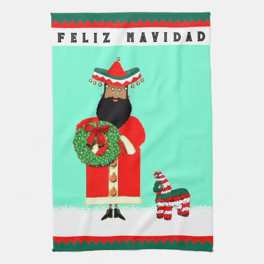 Mexikanischer Weihnachtsmann Geschirrtuch (Vertikal)