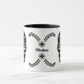 mexikanischer Zuckerschädel 2 schwarz und weiß mit Tasse (Zentrum)