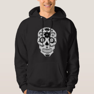 mexikanischer Zuckerschädel 2 schwarz-weiß Hoodie