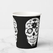 Mexikanischer Zuckerschädel 2 Schwarz-Weiß-Papiers Pappbecher (Rückseite)