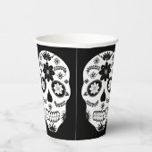 Mexikanischer Zuckerschädel 2 Schwarz-Weiß-Papiers Pappbecher (Rechts)