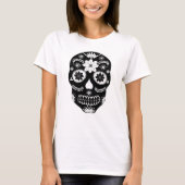 mexikanischer Zuckerschädel 2 Schwarz-Weiß-T - Shi T-Shirt (Vorderseite)