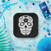 Mexikanischer Zuckerschädel 2 Teller aus Schwarz u (Party)