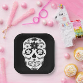 Mexikanischer Zuckerschädel 2 Teller aus Schwarz u (Party)