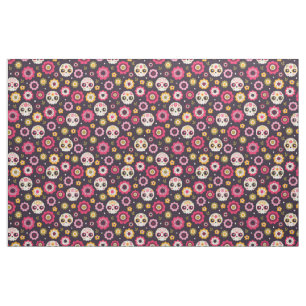 Mexikanischer Zuckerschädel-Blumenmuster Stoff