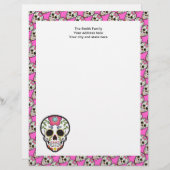 Mexikanischer Zuckerschädel Briefbogen (Vorne/Hinten)