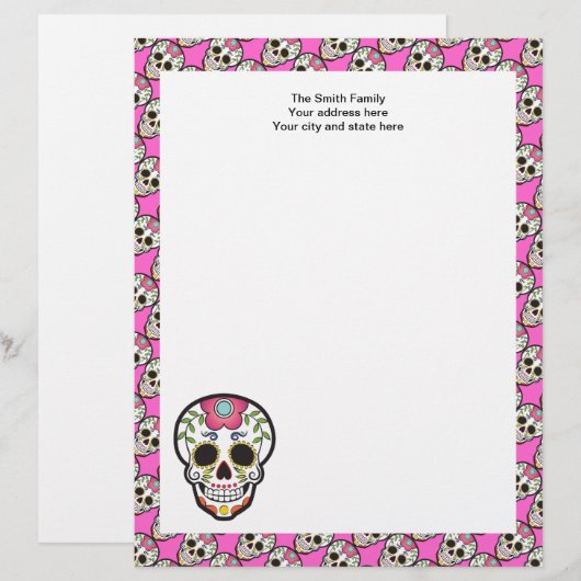 Mexikanischer Zuckerschädel Briefbogen (Vorne/Hinten)
