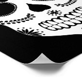 Mexikanischer Zuckerschädel schwarz und weiß Poster (Ecke)