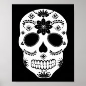 Mexikanischer Zuckerschädel schwarz und weiß Poster (Vorne)