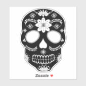 Mexikanischer Zuckerschädel Schwarz-Weiß-Aufkleber Aufkleber (Blatt)