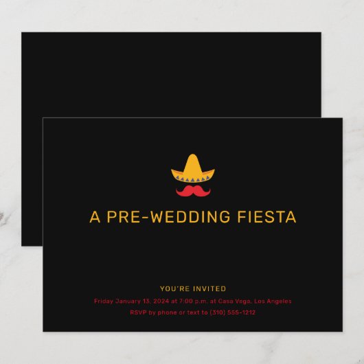 mexikanisches Abendessen mit Probe Einladung (Vorne/Hinten)