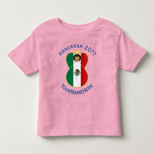Mexikanisches Angel Hanukkah Flag Personalisiertes Kleinkind T-shirt (Vorderseite)