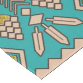 Mexikanisches Artmuster - aquamarin, Gold und Tischdecke (Schrägansicht)