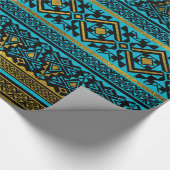 Mexikanisches Artmuster - Schwarzes, aquamarines Geschenkpapier (Ecke)