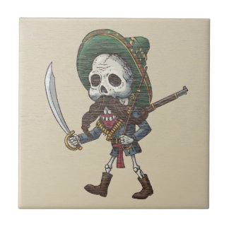Mexikanisches Banditen-Skelett - Vintage-Kunst Ker Fliese