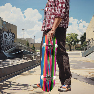 Mexikanisches Blanket Streifen Serape farbiges Mex Skateboard