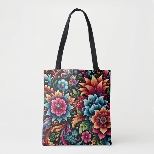 mexikanisches Blumendesign Tasche (Vorderseite)