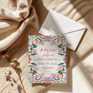 Mexikanisches Blumenfiesta farbenfrohe Boda Weddin Einladung