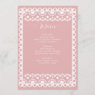 Mexikanisches Blush Papado Picado Boho Brautparty Menükarte