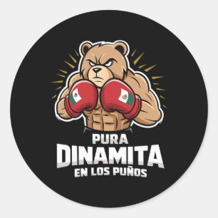 Mexikanisches Boxen für Jungen Mexiko Pura Dinamit Runder Aufkleber