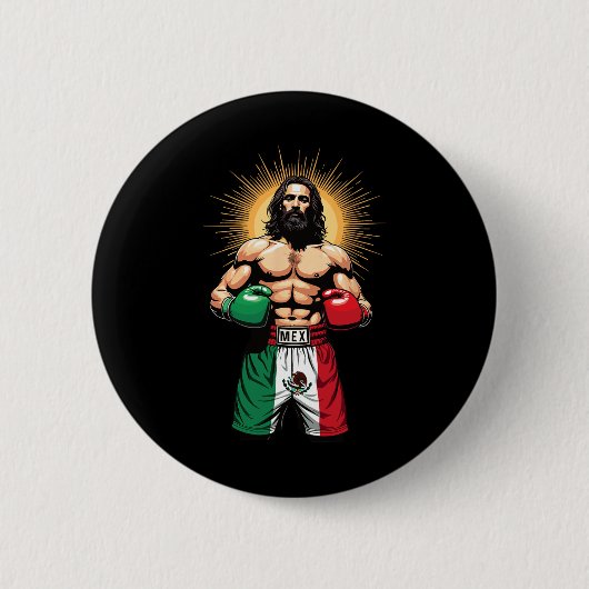 Mexikanisches Boxen Jesus Christ Mex Boxing Shorts Button (Vorderseite)