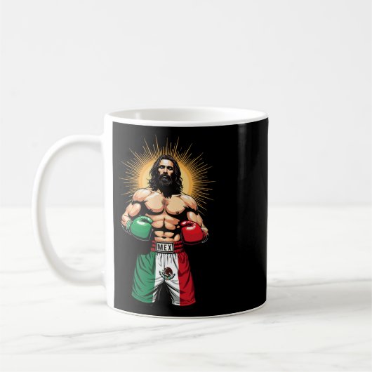 Mexikanisches Boxen Jesus Christ Mex Boxing Shorts Kaffeetasse (Links)