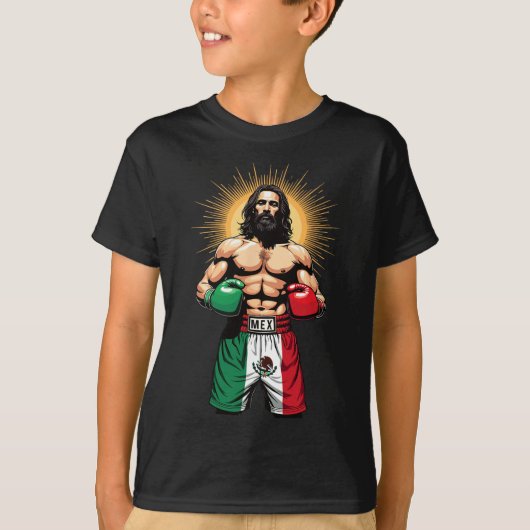 Mexikanisches Boxen Jesus Christ Mex Boxing Shorts T-Shirt (Vorderseite)