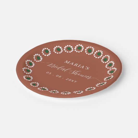 Mexikanisches Brautparty Boho Barro Pappteller (Schrägansicht)