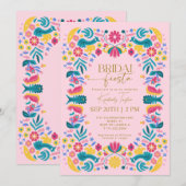 Mexikanisches Bridal Fiesta Pink-Brautparty Einladung (Vorne/Hinten)