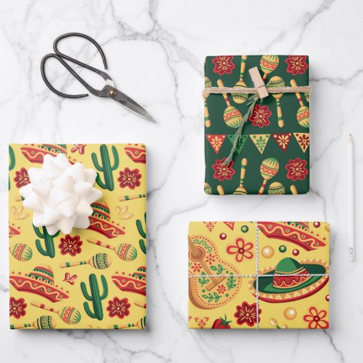 Mexikanisches Cinco-De-Mayo-Muster Geschenkpapier Set (Vorderseite)