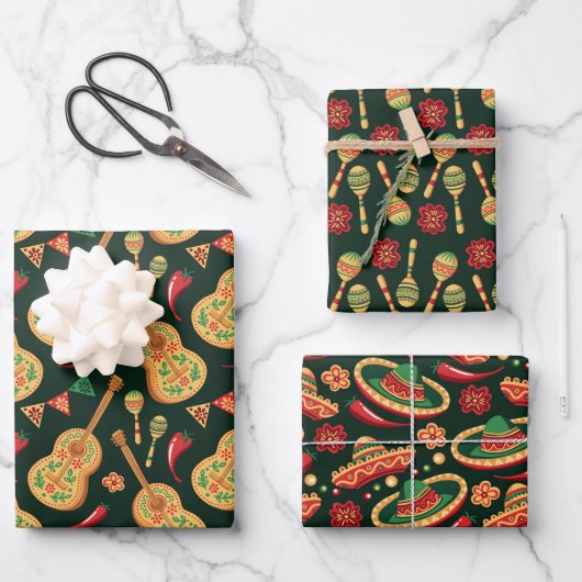 Mexikanisches Cinco-De-Mayo-Muster Geschenkpapier Set (Vorderseite)