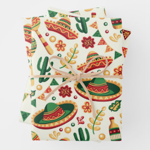Mexikanisches Cinco-De-Mayo-Muster Geschenkpapier Set
