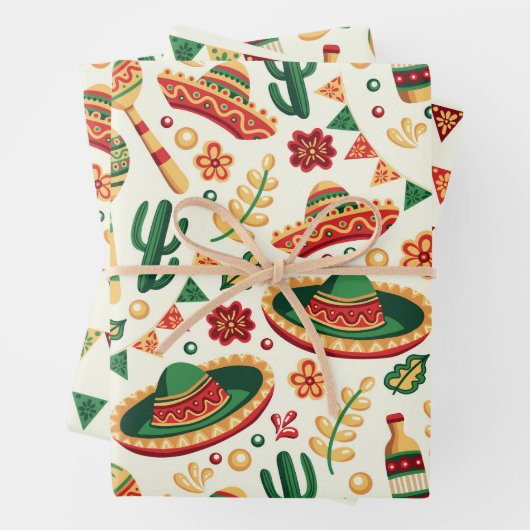Mexikanisches Cinco-De-Mayo-Muster Geschenkpapier Set (Beispiel)