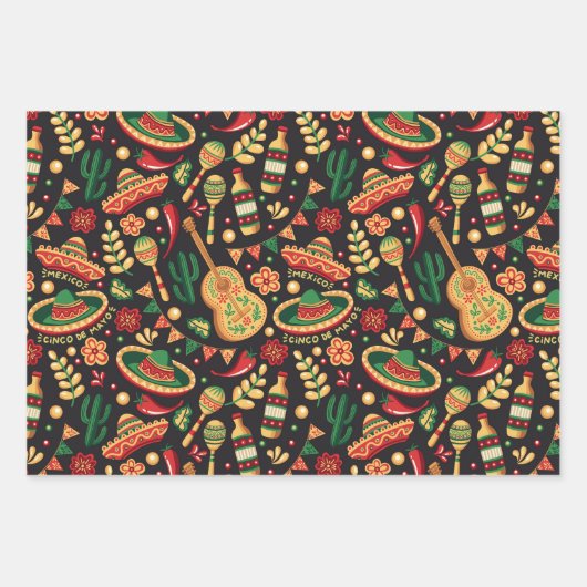 Mexikanisches Cinco-De-Mayo-Muster  Geschenkpapier Set (Vorderseite)