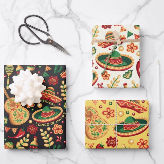Mexikanisches Cinco-De-Mayo-Muster Geschenkpapier Set (Vorderseite)