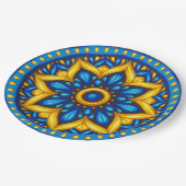 Mexikanisches Design von Blau und Gelb Pappteller (Schrägansicht)