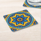 Mexikanisches Design von Blau und Gelb Rechteckiger Pappuntersetzer (angewinkelt)