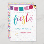 mexikanisches farbiges Skript Fiesta Kids' Geburts Einladung<br><div class="desc">Sweet mexikanische Thema Kinder Geburtstagsfeier Einladung. Mit "fiesta" in einer modernen Schrift in lebhaften Sommerfarben. Ihre Details erscheinen in einer einfachen Typografie mit Dreieck-Konfetti um sie herum mit einer Bundung oben. Dieser Geburtstag lädt zu einem funky geometrischen Muster zurück.</div>