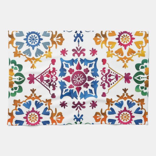 Mexikanisches farbiges Star Tile Geschirrtuch (Horizontal)